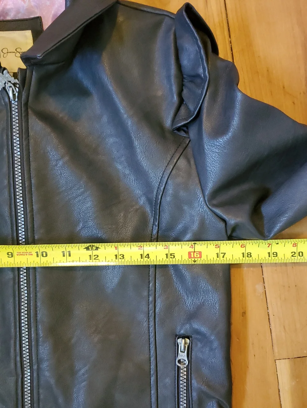 Cutest Jacket In The World. Jessica Simpson Faux Leather Pink Lining Butterflies - Picture 7 of 14